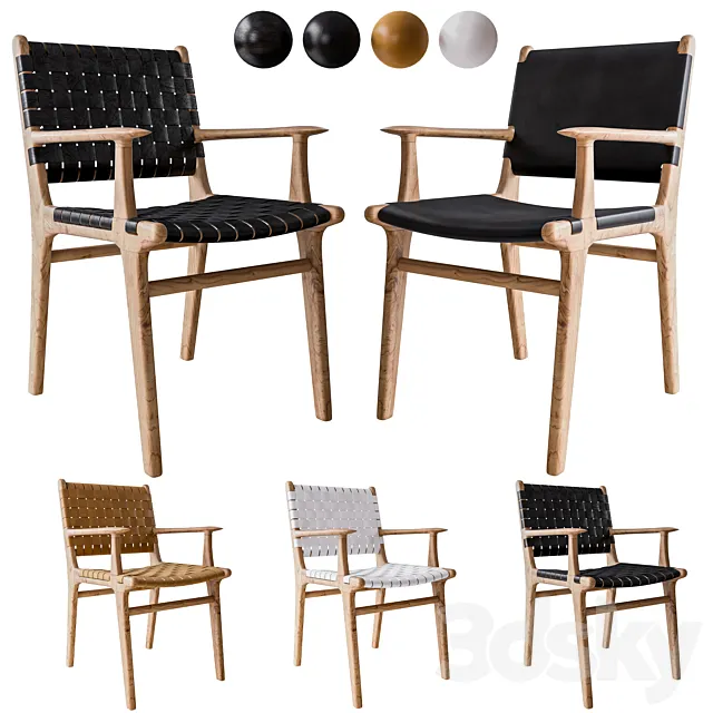 Flat and Stripped Dining Chairs with Arms 3D Model