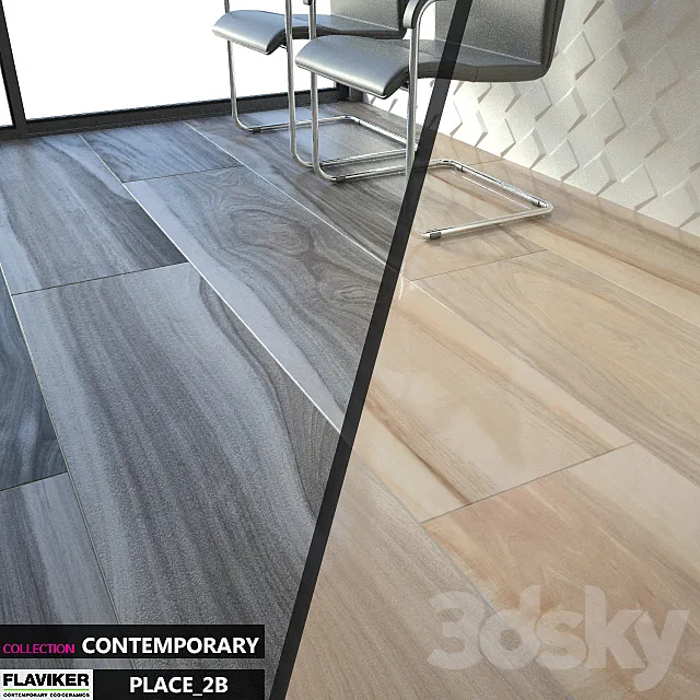 FLAVIKER COLLECTION CONTEMPORARY PLACE 2B ASPEN GREY NATURAL Set 03 3DModel