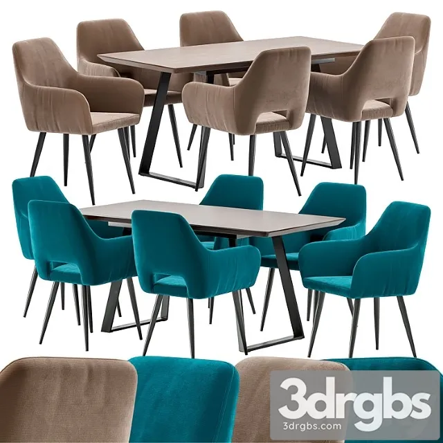 Flech Dining Chair and Stockholm Table 3D Model Free