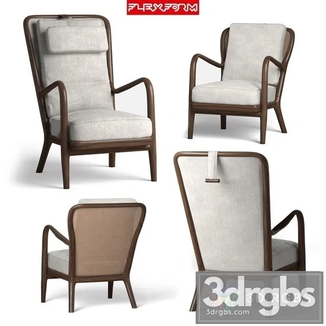 Flexform Agave Bergere Armchairs 3D Model Free