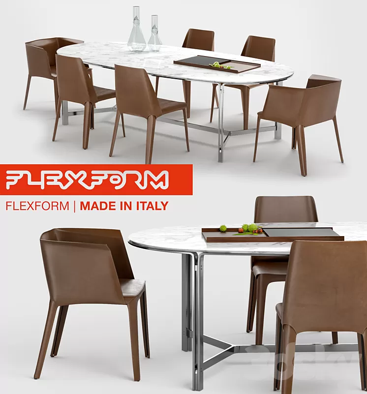 Flexform Dining Set 3D Model