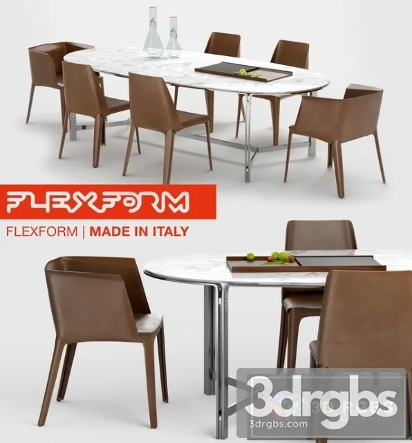 Flexform Dining Set 3D Model Free