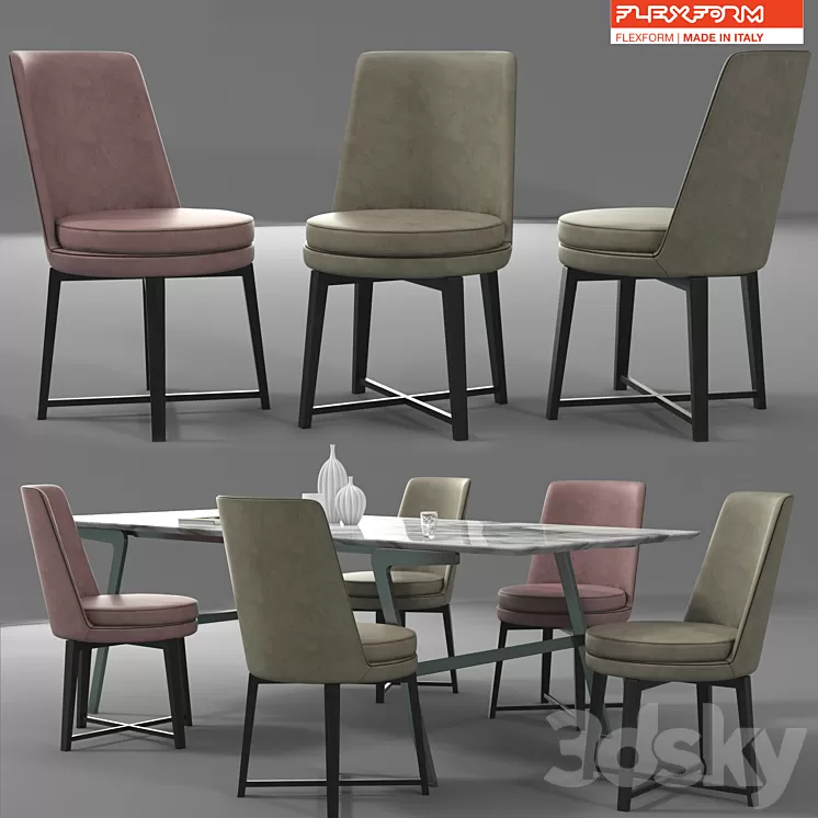 Flexform Dining Set 3D Model
