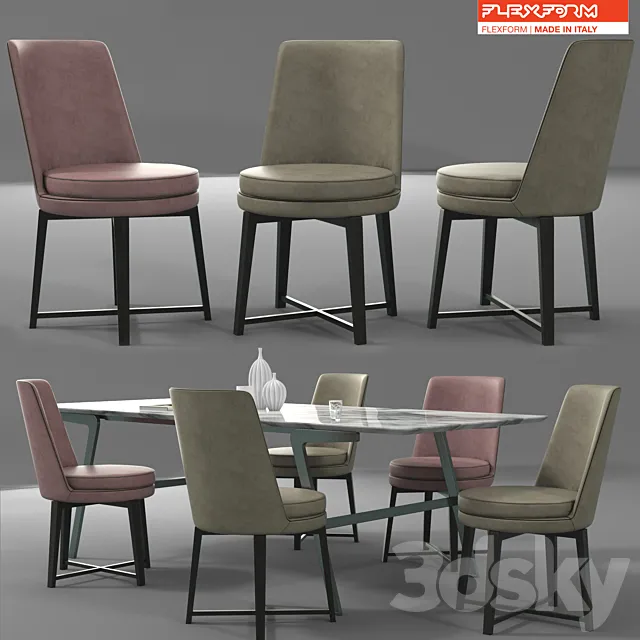 Flexform Dining Set 3DModel