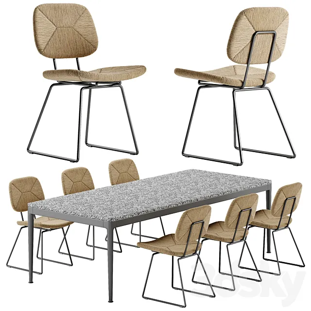 Flexform Echoes chair Pico table set 3D Model
