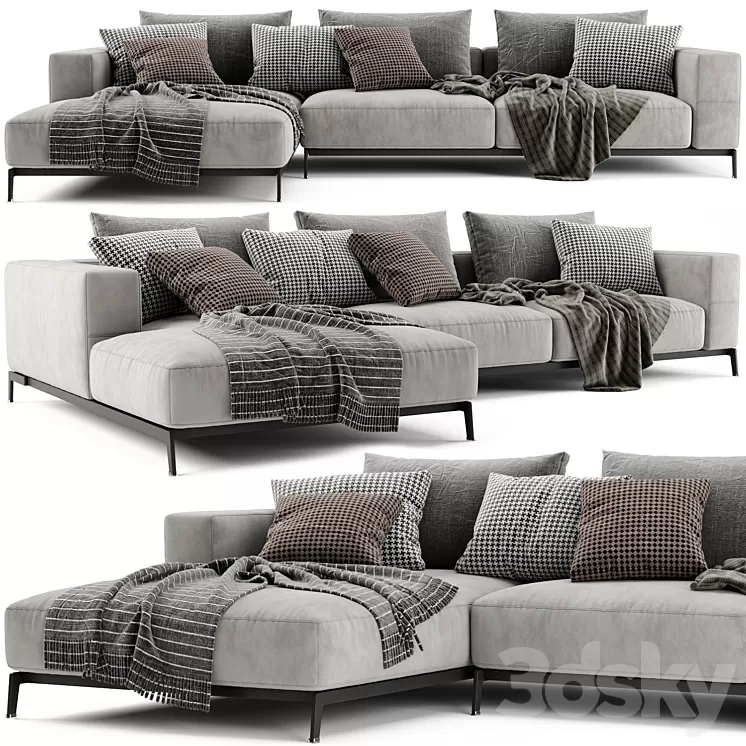 Flexform Ettore Chaise Longue Sofa 2 3D Model Free