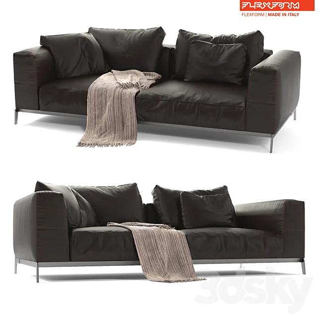 Flexform Leather Sofa Ettore 3D Model
