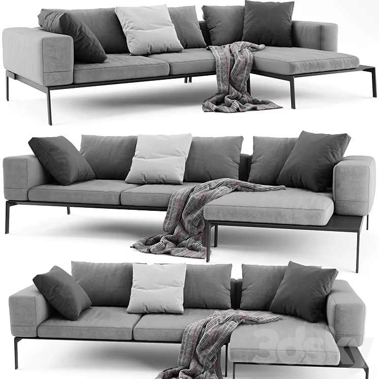 Flexform Lifesteel Sectional Sofa 3D Model