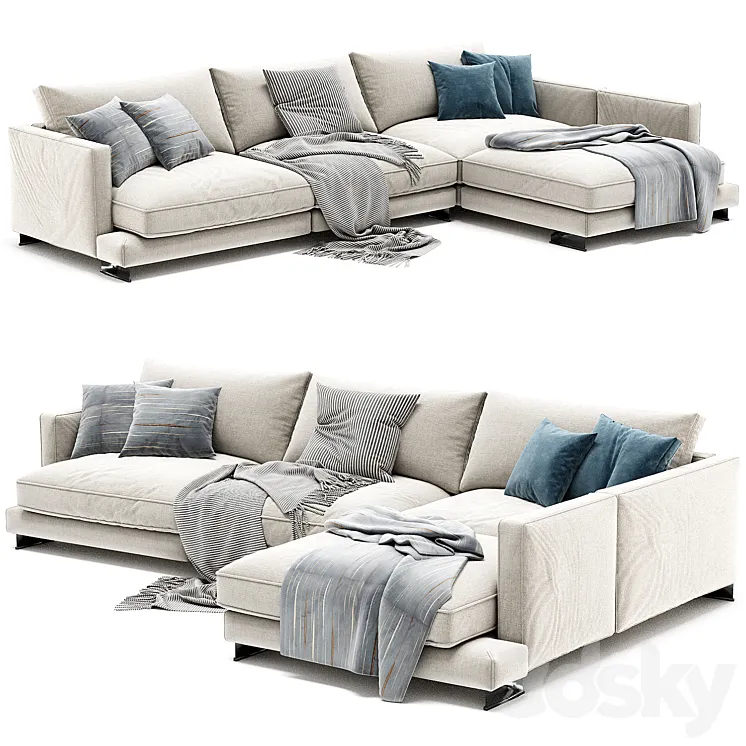 Flexform Long Island Chaise Longue Sofa 3D Model Free