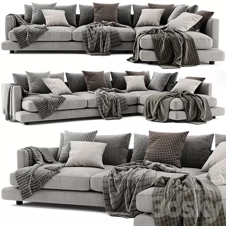 Flexform Long Island Chaise Longue Sofa 3D Model Free