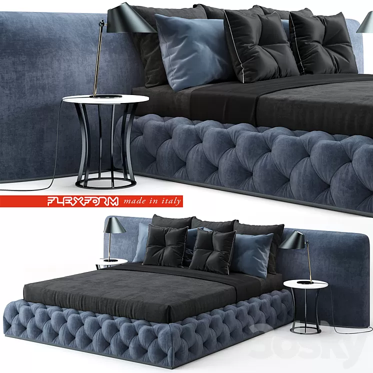 Flexform Mood Leonardo Bed. 3D Model