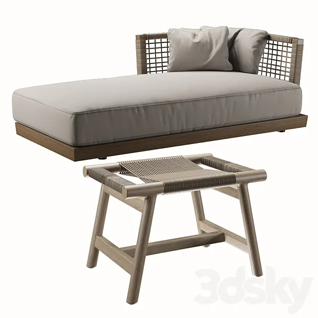 Flexform Mood Oscar dormeuse & Ottoman Giano 3D Model