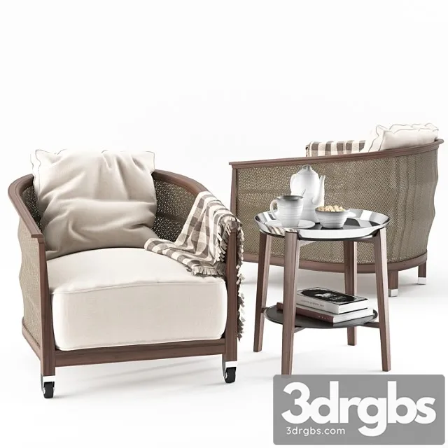 Flexform Mozart Chair Cabare Table 3 3D Model Free