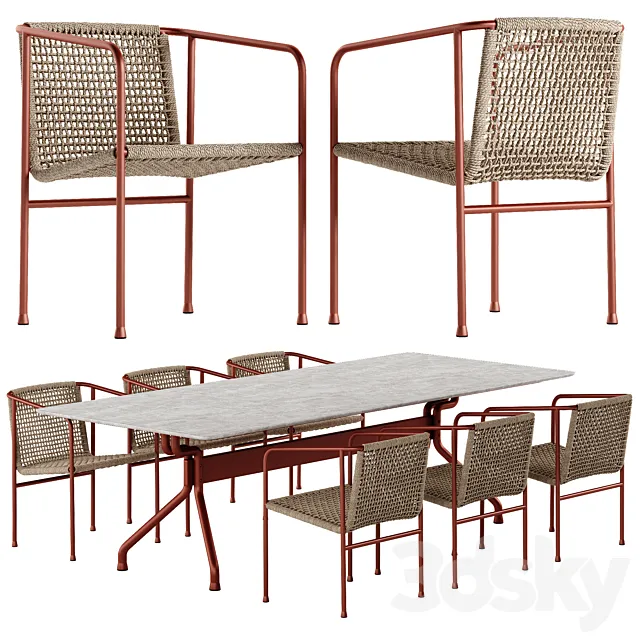 Flexform Ottavia chair Academy dining set 3D Model