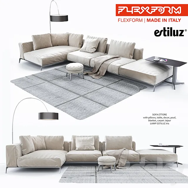 Flexform Sofa with decor 3D Model
