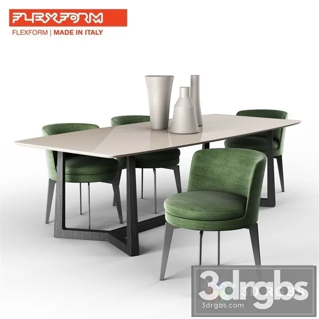 Flexform Table and Chair 3D Model Download