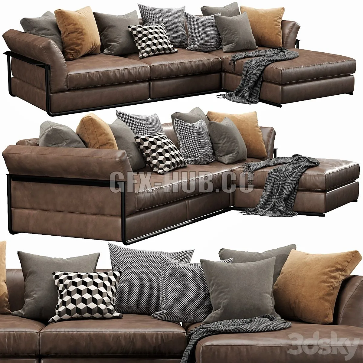 Flexform Zeno Chaise Lounge 3D Model