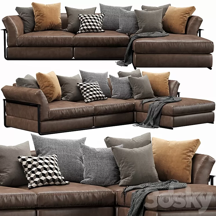 Flexform Zeno Chaise Lounge 3D Model