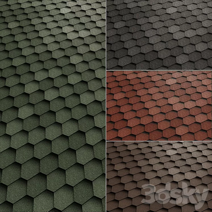 Flexible roof tiles TECHNONICOL SHINGLAS Sonata 3D Model