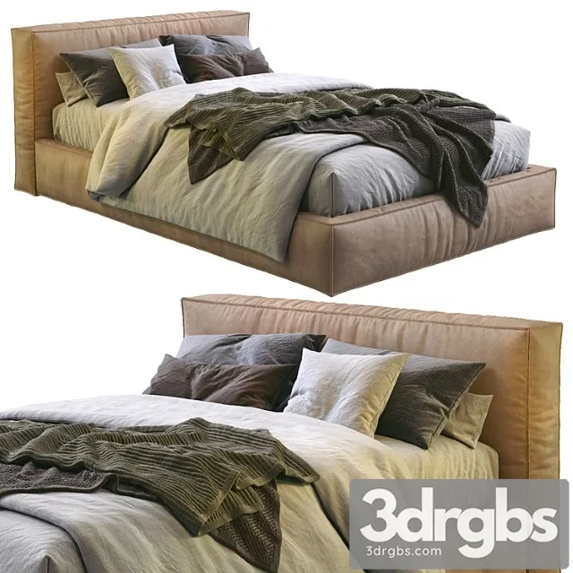 Flexteam leather bed slim one 2 3D Model Free
