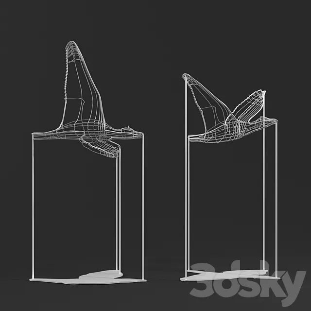 Flight Shadows decor sculpture by Artem Zakharchenko _ two white birds 3D Model