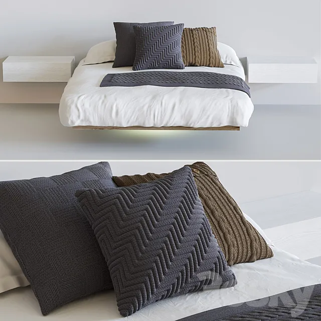 Floating bed with lighting Fluttua Lago 3D Model