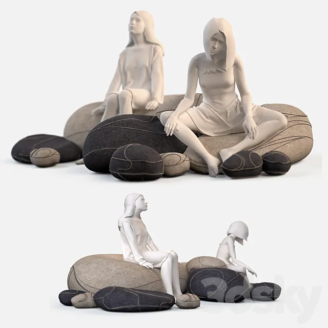 Floor cushions stones ?2 (Smarin Factory) 3DModel