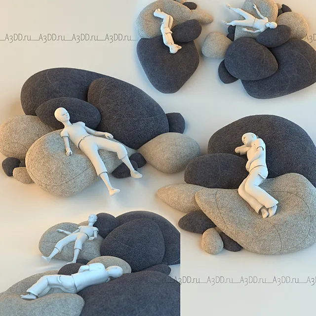 Floor cushions stones 3DModel