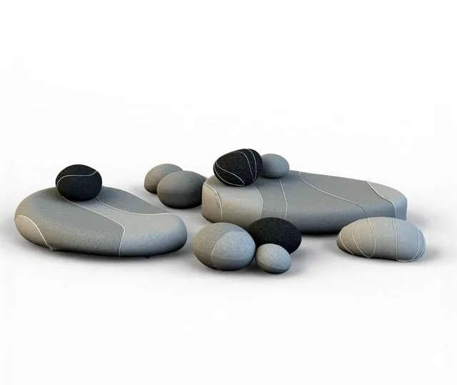 Floor cushions stones chair SMARIN 3 3D Model