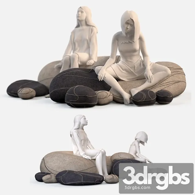Floor cushions stones №2 (smarin factory) 2 3D Model Free