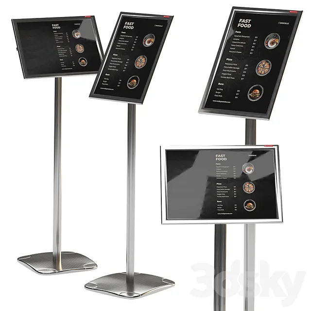Floor information stand A3 BRAUBERG Extra with restaurant menu 3D Model