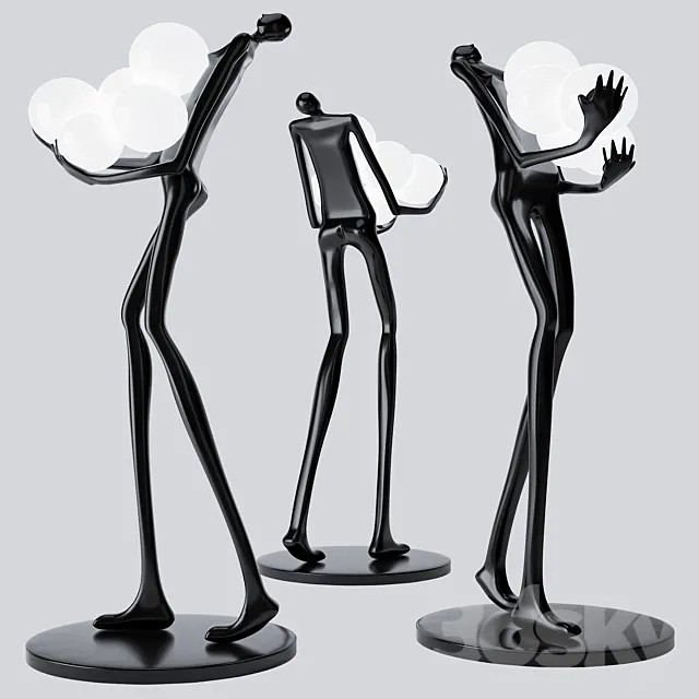 Floor Lamp Man Baloons Black 3DModel