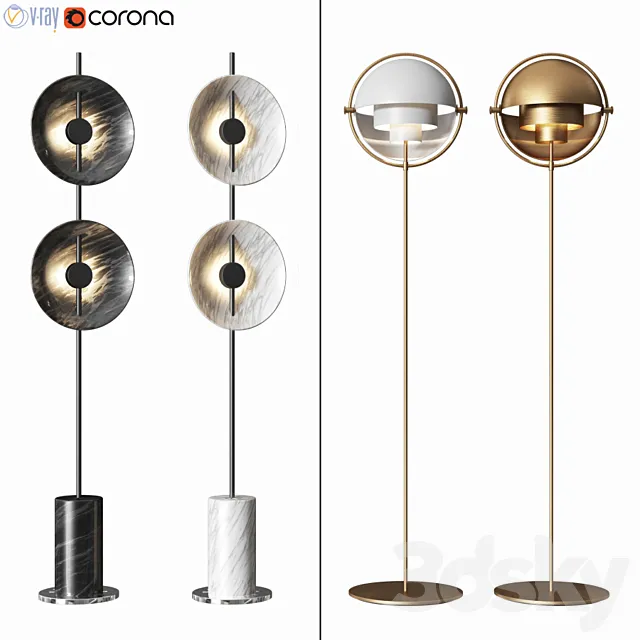 Floor Lamp Set 02 3D Model