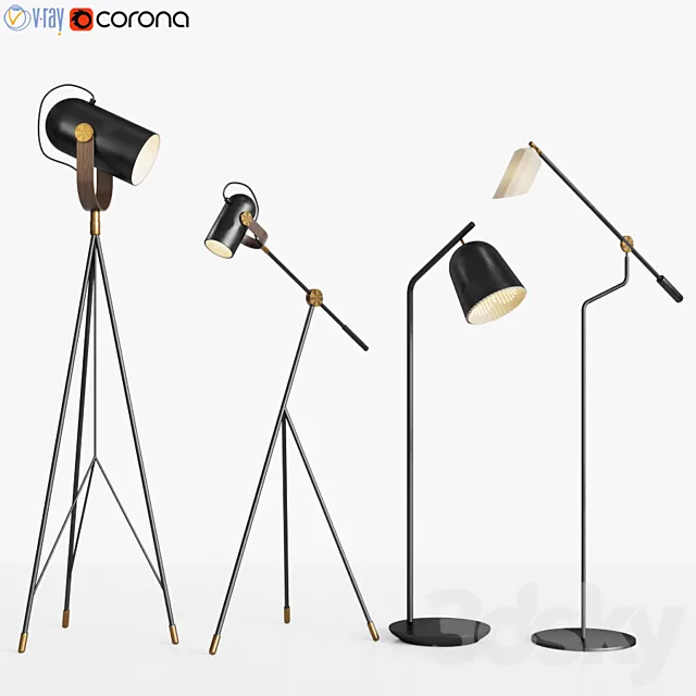 Floor Lamp Set 03 3D Model
