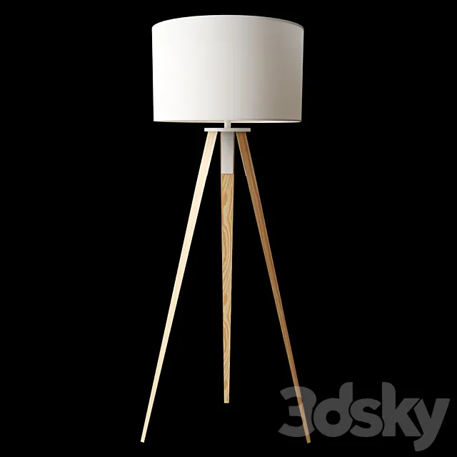 Floor lamp with wooden legs white Uzagi from La Forma 3DModel