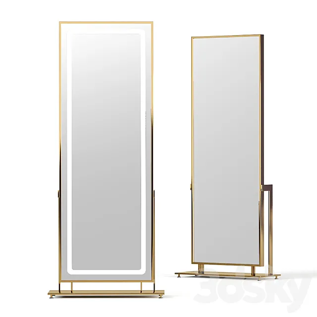 Floor mirror in brass frame LN002F from Apika Free Download