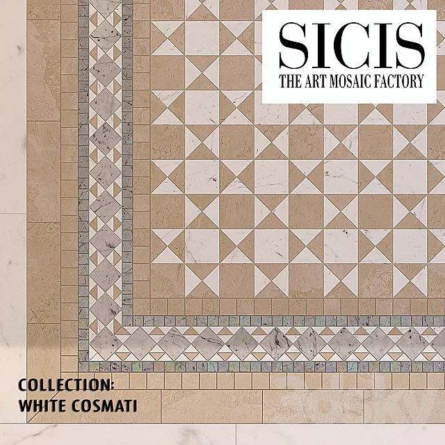 Floor mosaic SICIS White Cosmati 3D Model