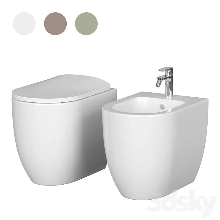 Floor Standing Toilet and bidet Artceram MONET 3D Model Free