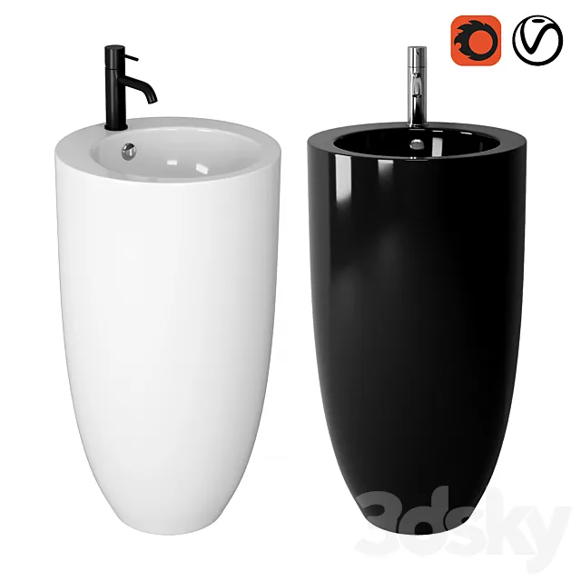 Floor standing washbasin CeramaLux B133_B133B 3D Model