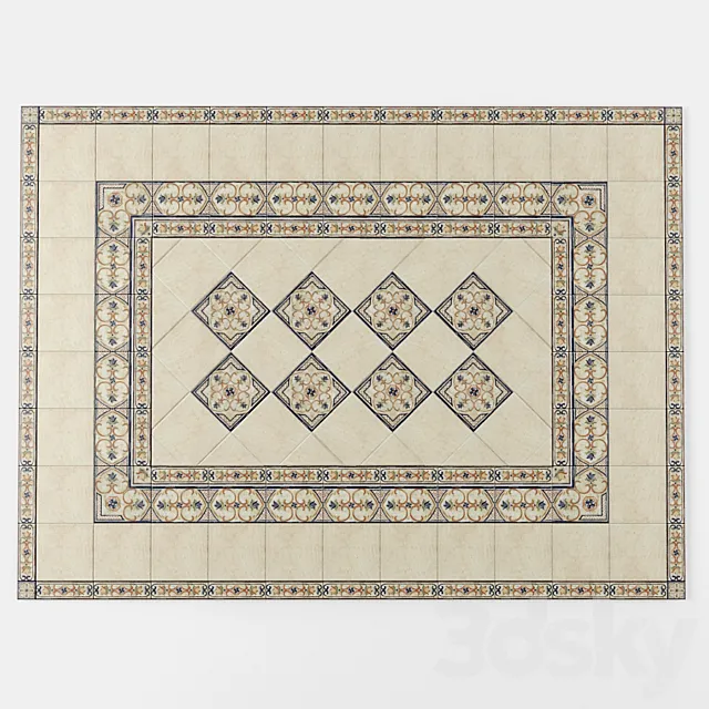 Floor Tiles Vives Zaragoza 3D Model