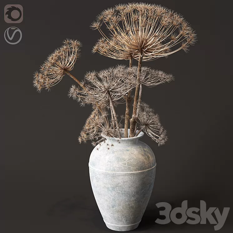 Floor vase with dry hogweed