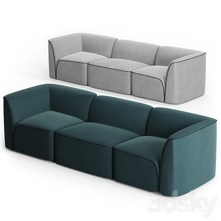 Flora 3-Seater Sofa by Woud Design 3D Model Free