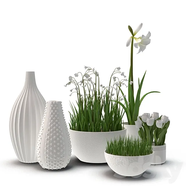 floral arrangement with vases 3DModel