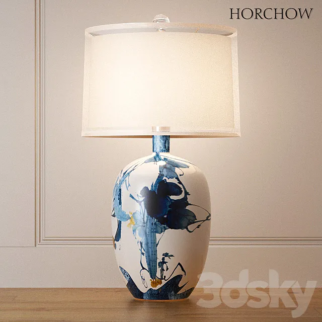 Floral Chinoiserie Lamp 3D Model