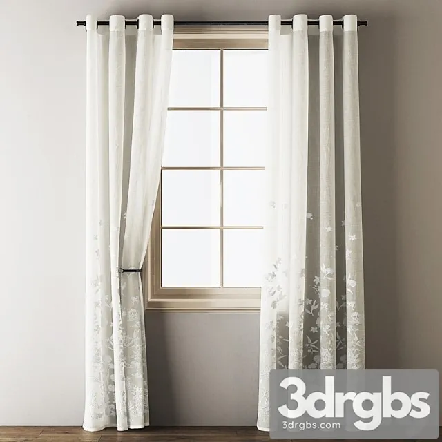 Floral embroidered linen eyelet curtains Free Download