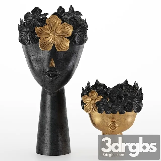 Floral girls bust statue 3D Model Free