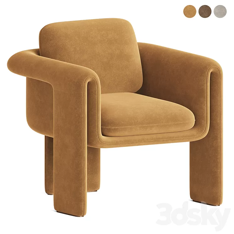 Floria velvet armchair 3D Model