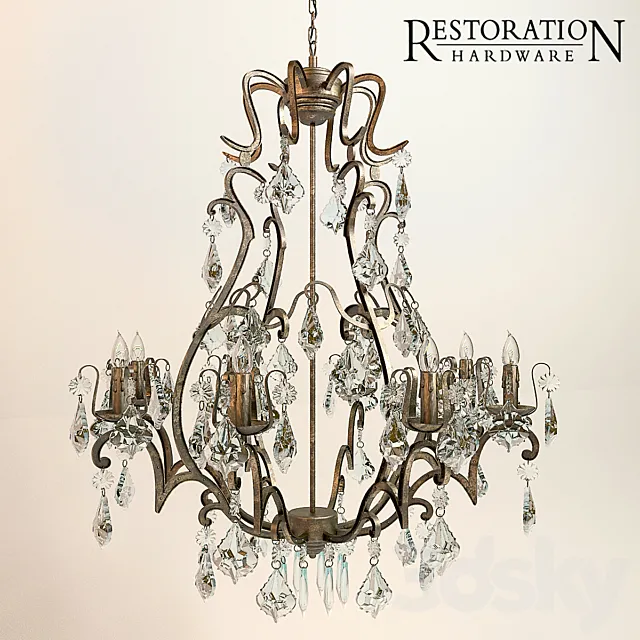 Florian Mercury Glass Chandelier 3D Model