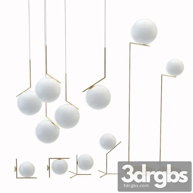 Flos ic lights set gold 3D Model Free