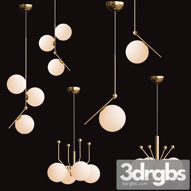 Flos ic lights set gold lamp 3D Model Free